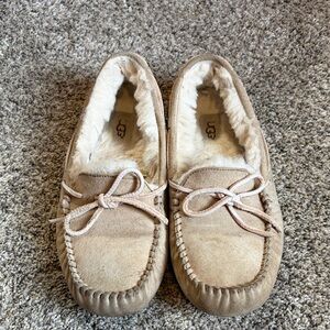 UGG Beige Suede Moccasin Slippers